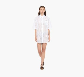 여름 카라 시스루 화이트 셔츠 원피스  M. Summer collar see-through white shirt dress