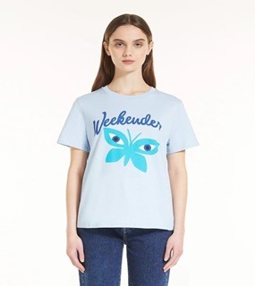 나비 프린트 포인트 박스 티셔츠     C. Butterfly Print Point Box T-shirt