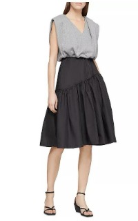 여성 혼합 디자인 심플 원피스     P. Women&#039;s Mixed Design Simple Dress