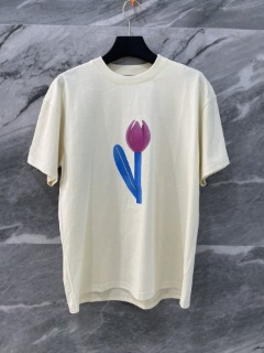 여성 심플 튤립 라운드 티셔츠  Women&#039;s Simple Tulip Round T-shirt