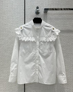 봄 여성 화이트 레이스 셔츠  L. Spring Women&#039;s White Laced Shirt