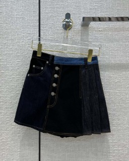 빈티지 디자인 청블랙 스타일 미니스커트  Vintage design blue black style mini skirt