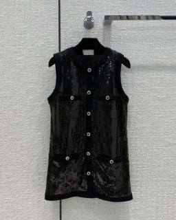 봄/여름 여성 트위드 스타일 심플 조끼  C. Spring/Summer Women&#039;s Tweed Style Simple Vest