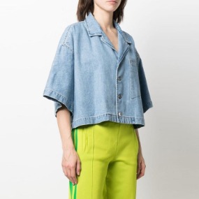 여성 심플 데님 청 셔츠 자켓   Women&#039;s Simple Denim Jean Shirt Jacket