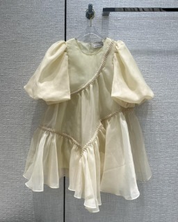 여성 펄 플라워 퍼프 슬리브 드레스  A. Women&#039;s Pearl Flower Puff Sleeve Dress