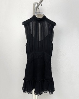 여성 시스루 레이스 미니 원피스  Women&#039;s see-through lace mini dress