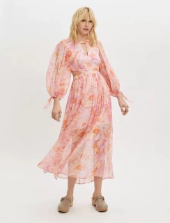 옆트임 플로럴 디자인 드레스   side-slit floral design dress