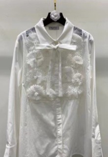 플라워 레이스 무늬 디자인 여성 셔츠    V. Flower Lace Patterned Design Women&#039;s Shirt