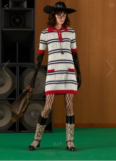 니트 스트라이프 코튼 폴로 드레스   G. Knit Striped Cotton Polo Dress