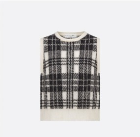 체크 무늬 디자인 캐시미어 민소매 스웨터   D. checkered design cashmere sleeveless sweater