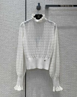 여성 목폴라 레이스 시스루 블라우스  Women&#039;s turtleneck lace see-through blouse
