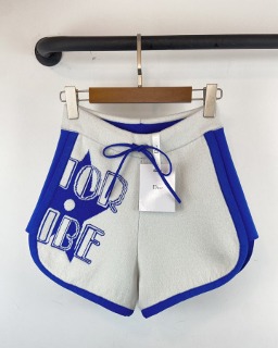 여성 블루 컬러 포인트 화이트 트레이닝 숏팬츠   women&#039;s blue color point white sweat shorts