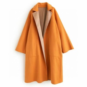 베이지 오렌지 컬러 믹스 코트  Beige Orange Color Mix Coat