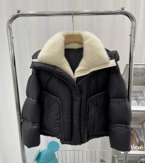 양털 긴팔 패딩  woolen long-sleeved padded coat