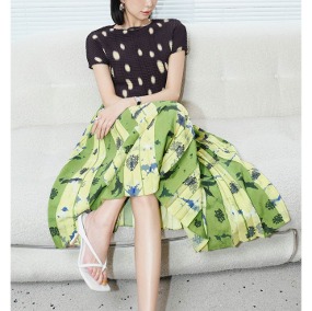 프린팅 플리츠 스커트  printed pleated skirt