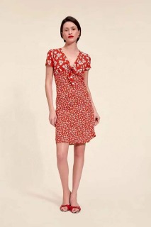 반소매 레드 미니원피스  short-sleeved red mini-dress