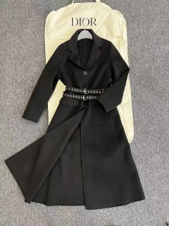 허리 투벨트 블랙 롱코트   waist two-belt black long coat