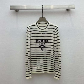 프라다 줄무늬 긴소매 니트   Prada Striped Long-Sleeved Knitwear