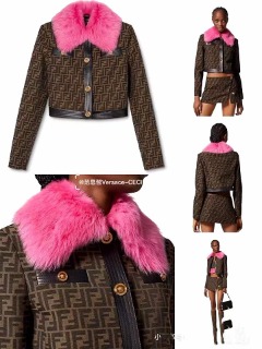 펜디 핑크 퍼 포인트 자켓   Fendi Pink Fur Accent Jacket